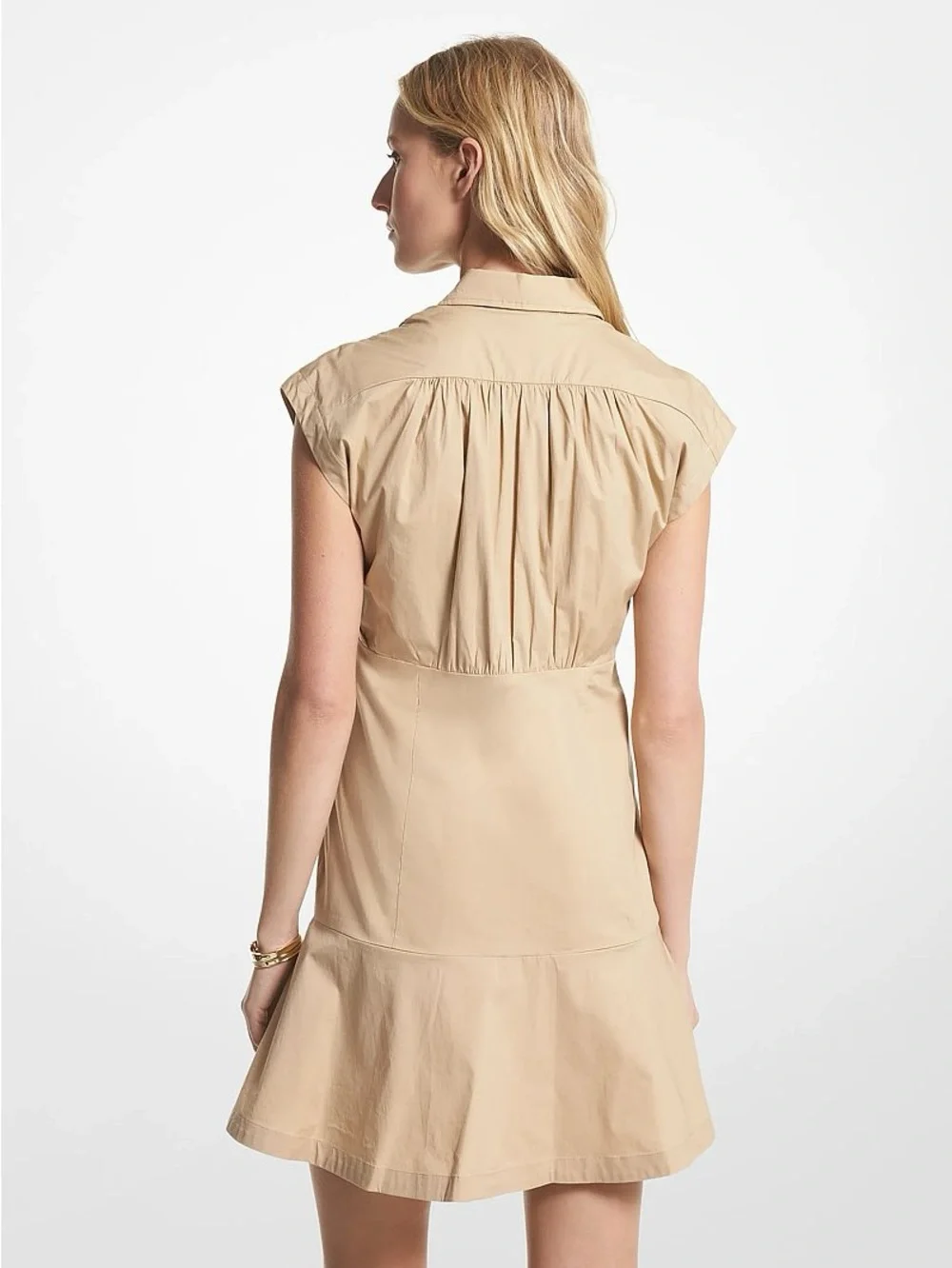 Michael Kors Cotton Sleeveless Shirt Dress in Beige Size XS